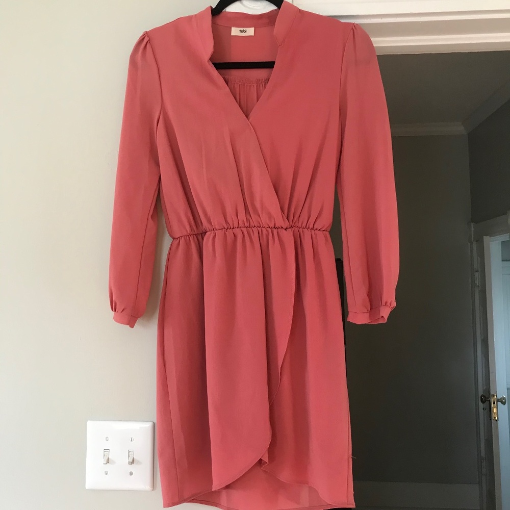 Salmon Long-Sleeved Dress